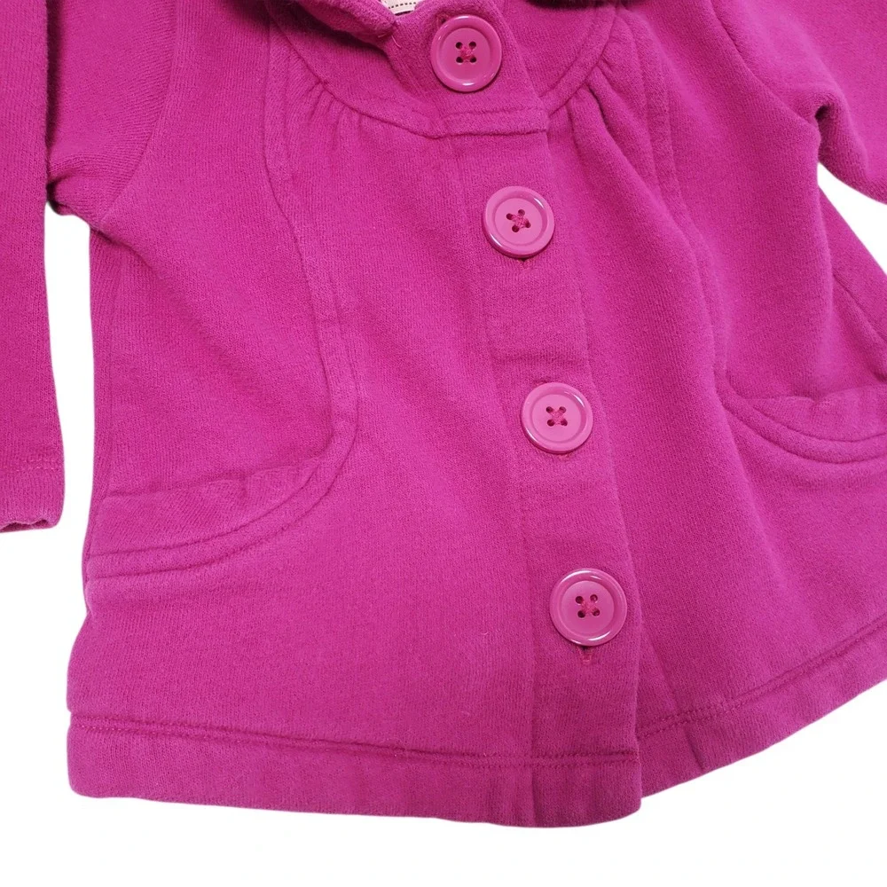 Old Navy Baby Girl Jacket‎ 6-12 Months Fuchsia  Pink Button Long Sleeve Coat